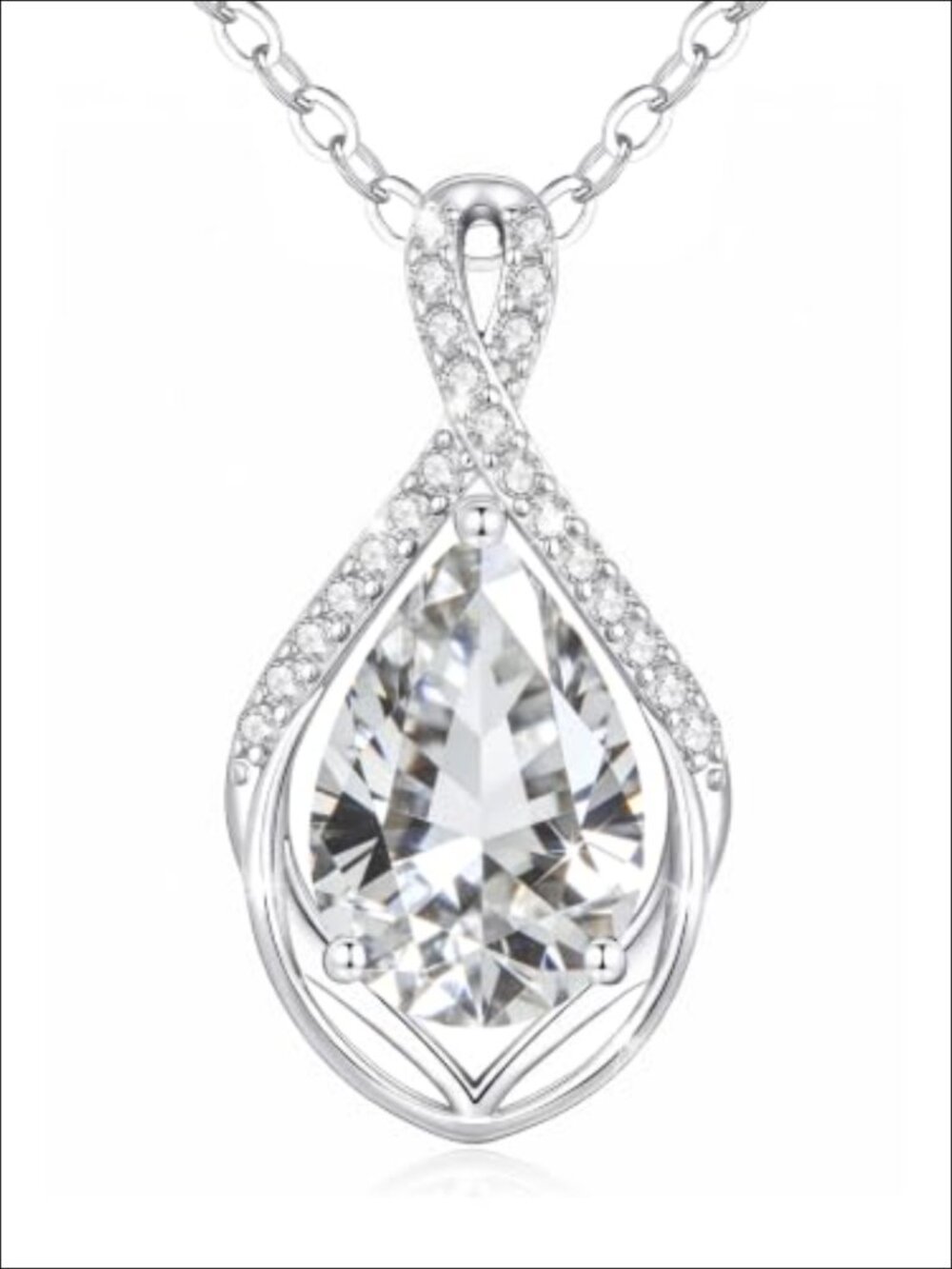 Infinity Teardrop Birthstone Necklace Cubic Zirconia Adjustable Women Gift